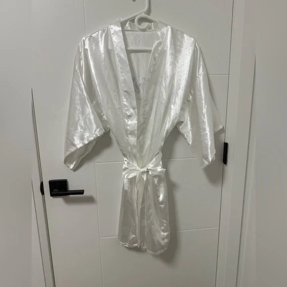 Satin Bride Robe with Rhinestones - Picture 1 of 3